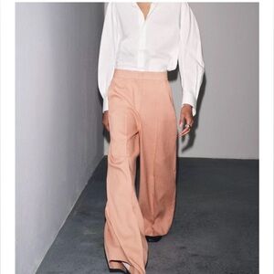 Zara Soft Peach Wide-Leg Pants